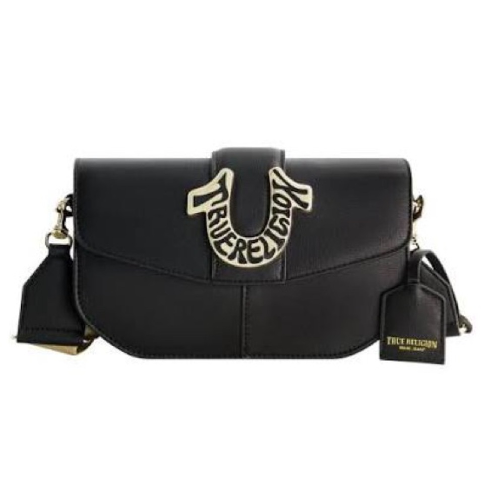 True Religion Black Crossbody with Gold Logo